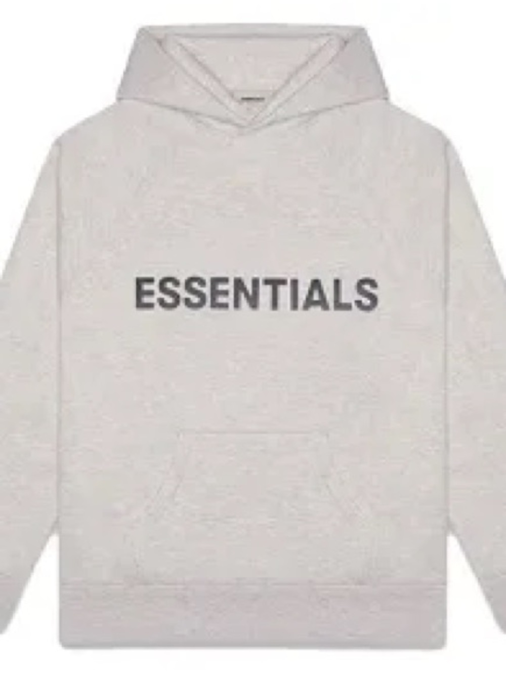 Essentials Oatmeal GrayHoodedSweatshirt with Black Logo